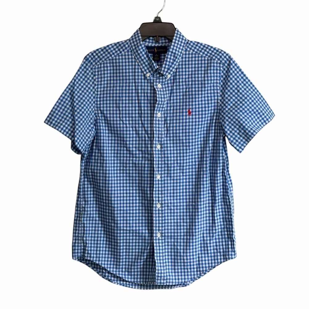 Polo Ralph Lauren Boys XL (18-20) Blue Check Button Down Short sleeve Shirt